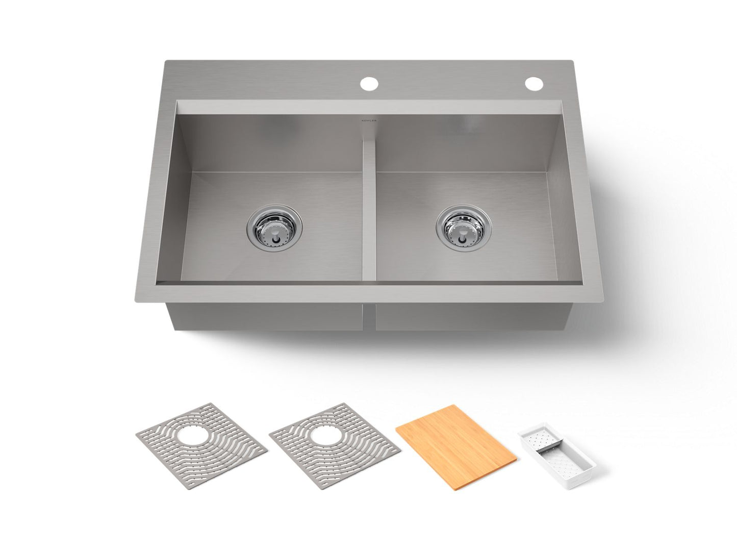 KOHLER K-80085-2PC Task Smart Divide Smart Divide 33" top-/undermount double-bowl workstation kitchen sink