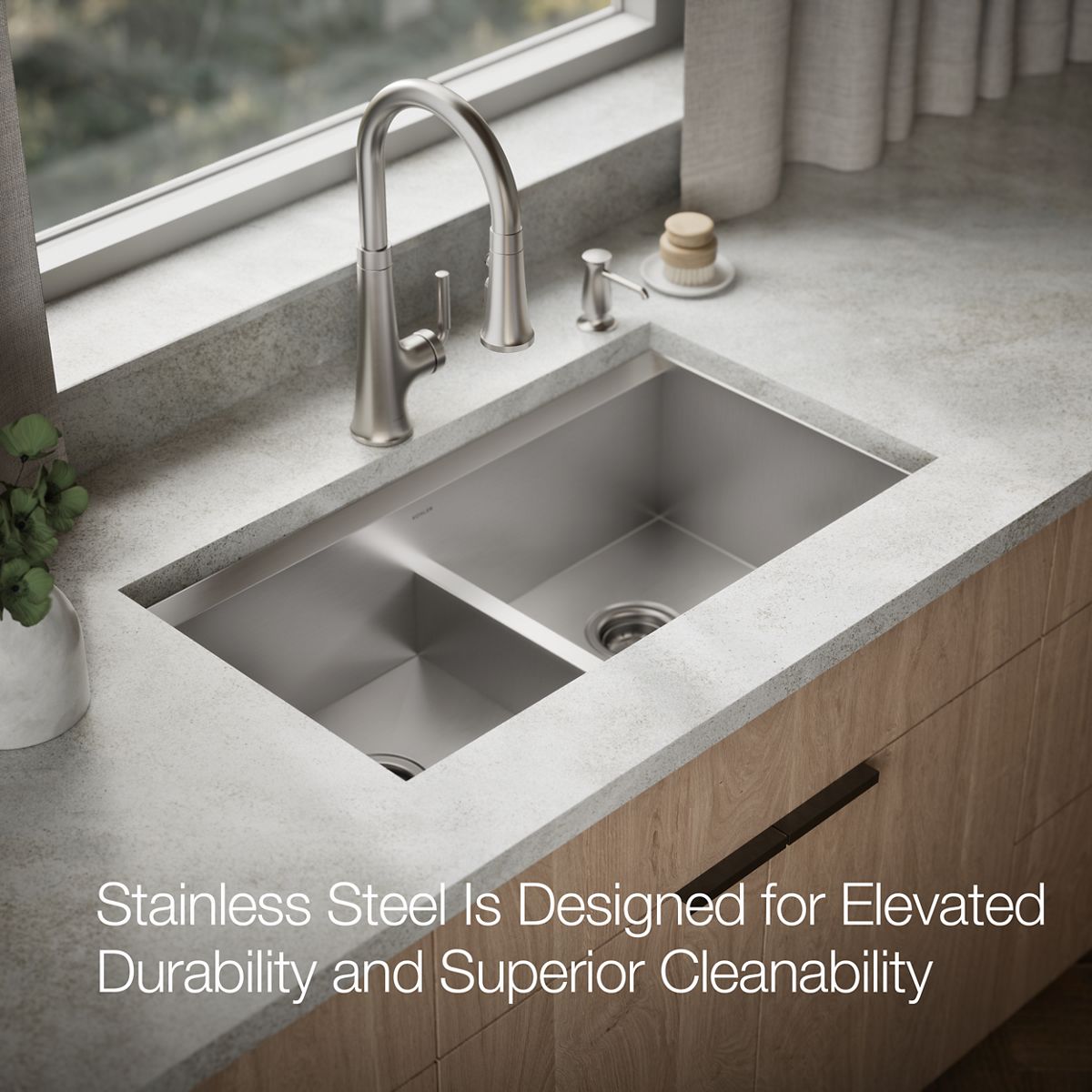 KOHLER K-80085-2PC Task Smart Divide Smart Divide 33" top-/undermount double-bowl workstation kitchen sink