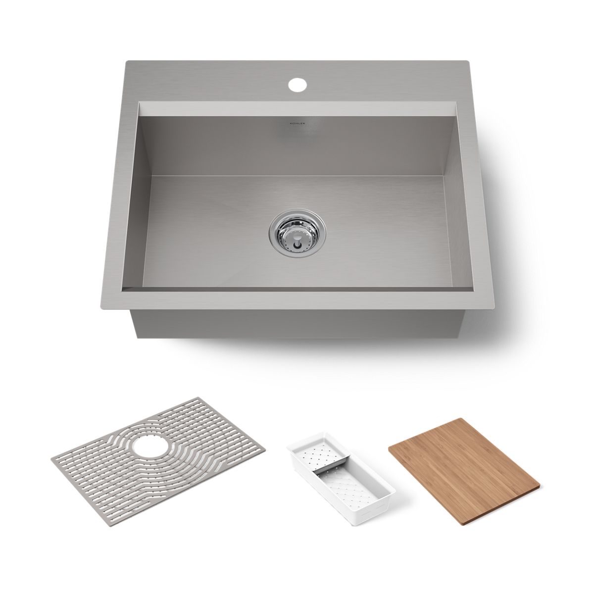 KOHLER K-80086-1PC Task 27" top-/undermount single-bowl workstation kitchen sink