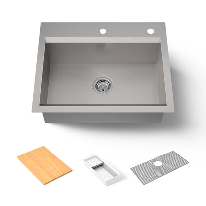 KOHLER K-80086-2PC Task 27" top-/undermount single-bowl workstation kitchen sink