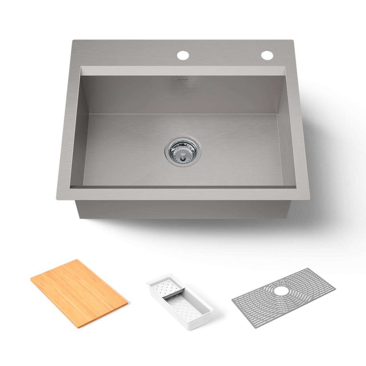 KOHLER K-80086-2PC Task 27" top-/undermount single-bowl workstation kitchen sink