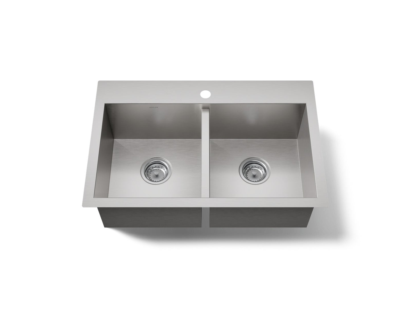 KOHLER K-80167-1-NA Vault 30-1/2" x 20" Top-mount/undermount double-equal bowl kitchen sink with single faucet hole
