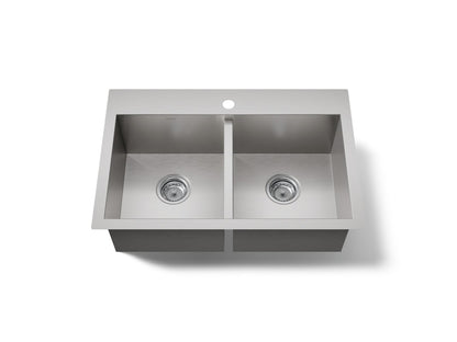 KOHLER K-80167-1-NA Vault 30-1/2" x 20" Top-mount/undermount double-equal bowl kitchen sink with single faucet hole