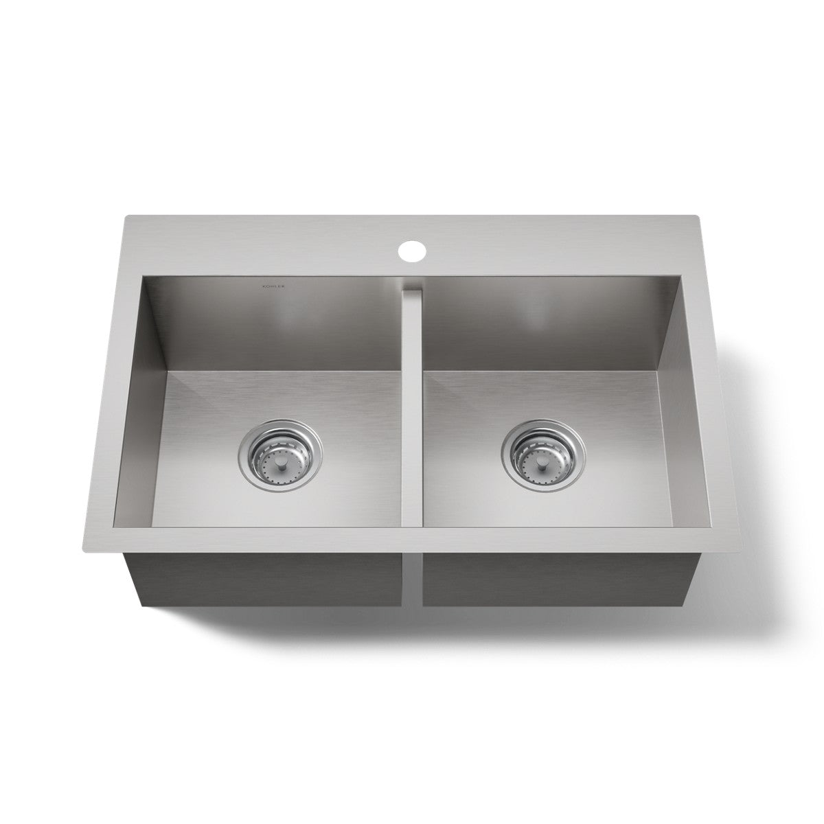 KOHLER K-80167-1-NA Vault 30-1/2" x 20" Top-mount/undermount double-equal bowl kitchen sink with single faucet hole
