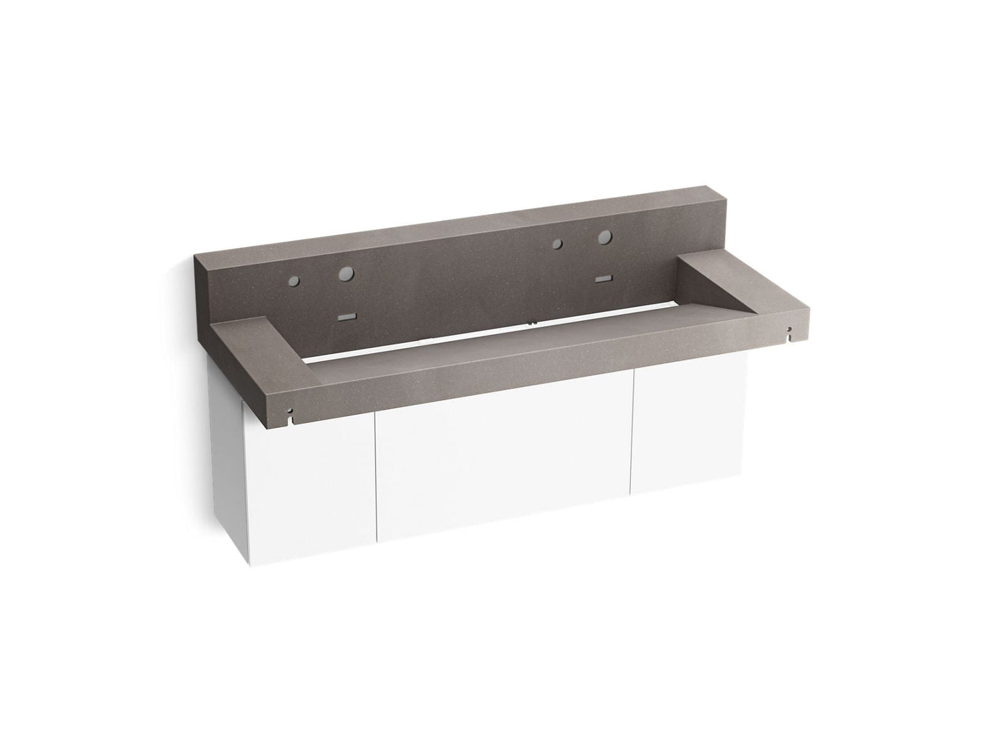 KOHLER K-81027-BPW Constellation 60" wall-mount trough lavatory system with backsplash