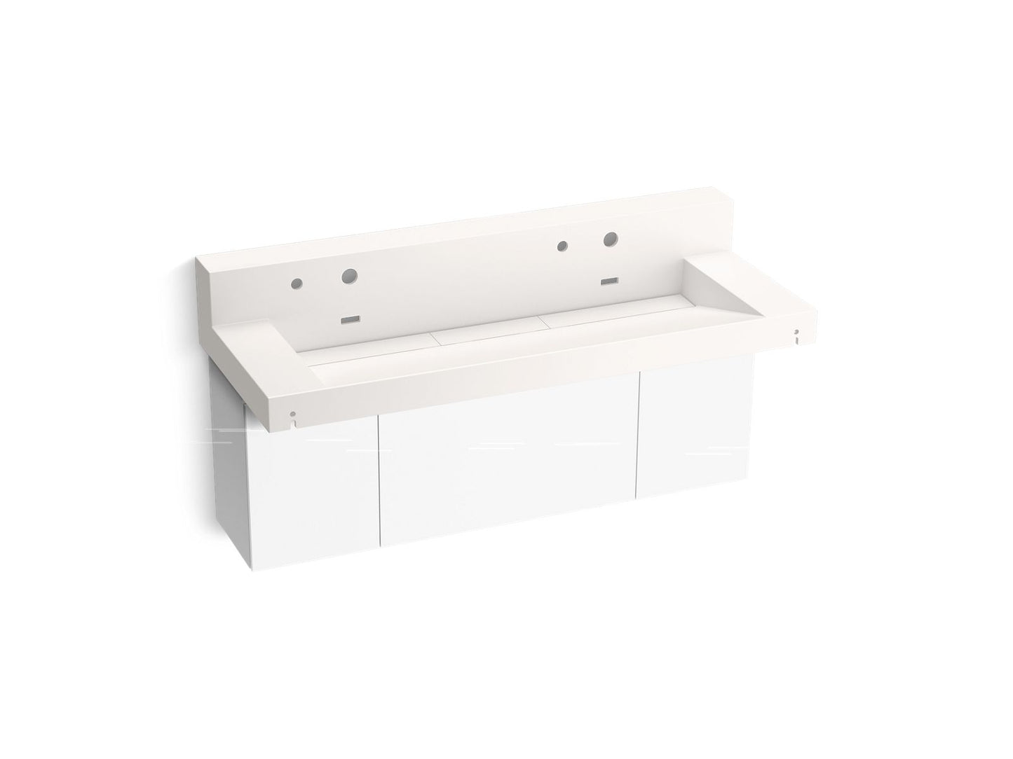 KOHLER K-81027-BPW Constellation 60" wall-mount trough lavatory system with backsplash