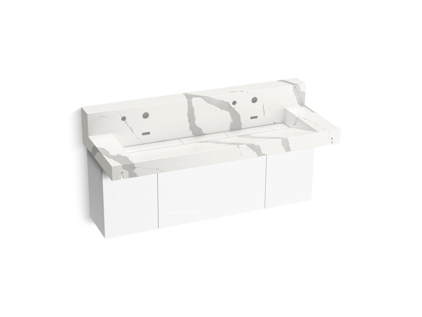 KOHLER K-81027-BPW Constellation 60" wall-mount trough lavatory system with backsplash
