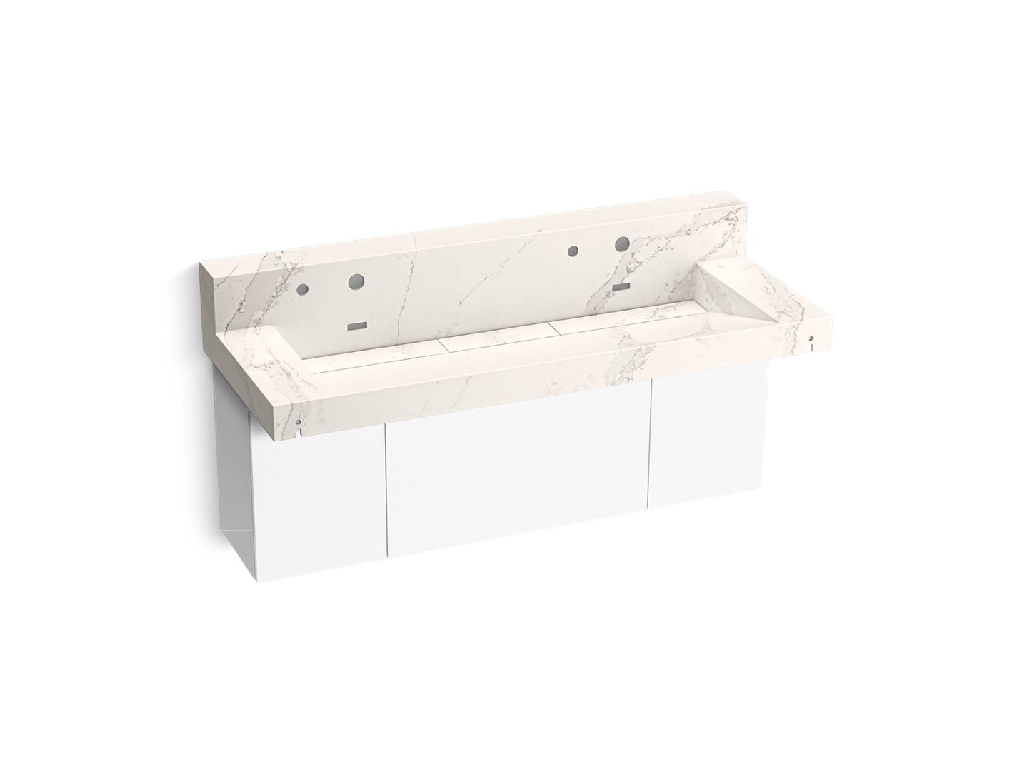 KOHLER K-81027-BPW Constellation 60" wall-mount trough lavatory system with backsplash