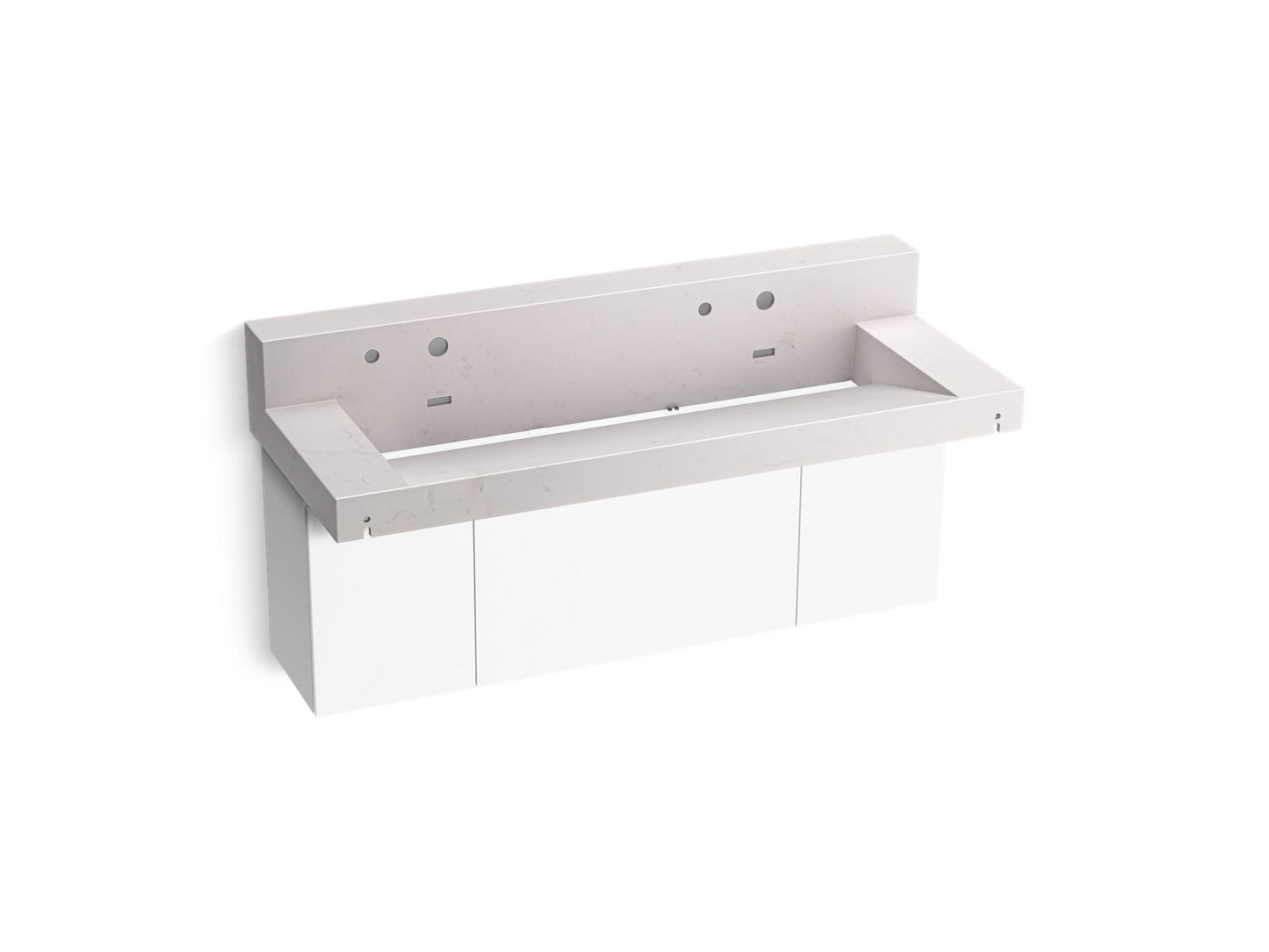 KOHLER K-81027-BPW Constellation 60" wall-mount trough lavatory system with backsplash