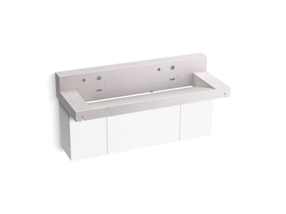 KOHLER K-81027-BPW Constellation 60" wall-mount trough lavatory system with backsplash