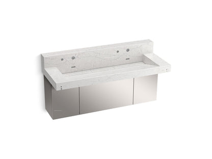 KOHLER K-81027-BSS Constellation 60" wall-mount trough lavatory system with backsplash