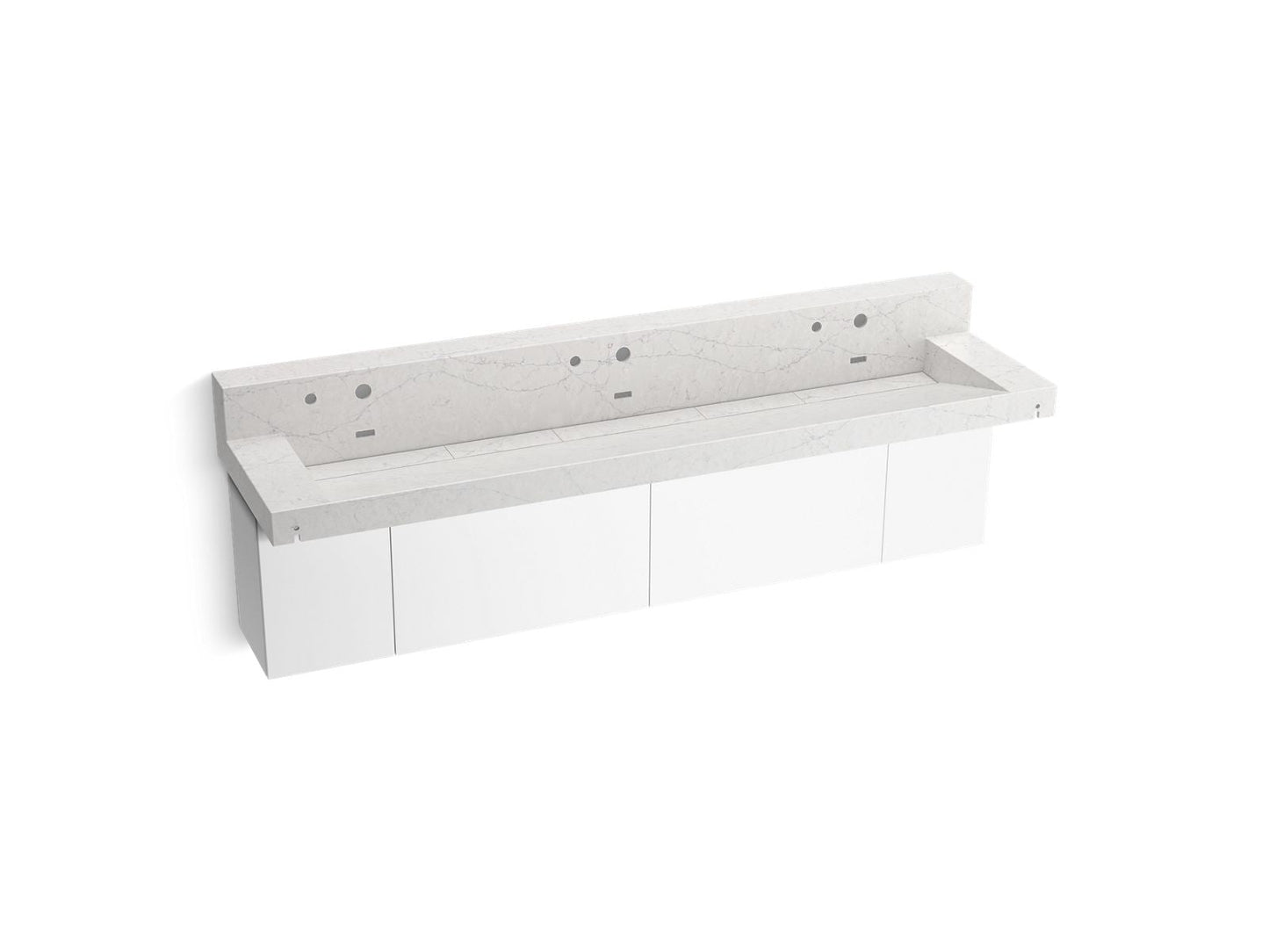 KOHLER K-81028-BPW Constellation 90" wall-mount trough lavatory system with backsplash