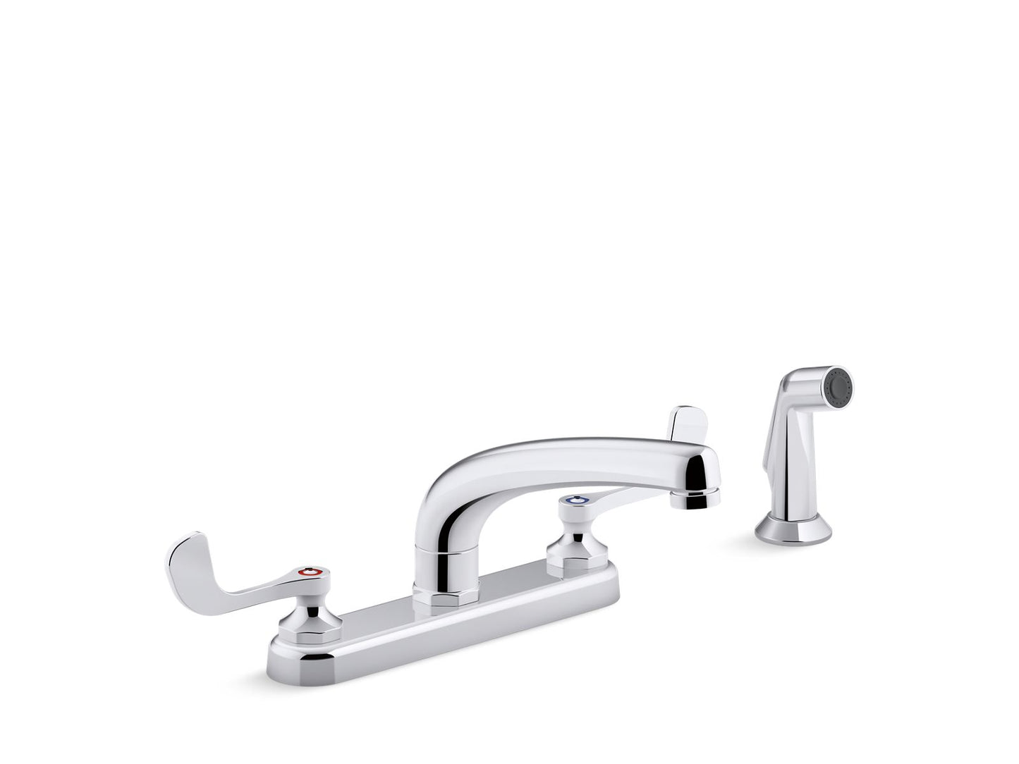 KOHLER K-810T21-5AHA Triton Bowe 1.5 gpm kitchen sink faucet with 8-3/16" swing spout, matching finish sidespray, aerated flow and wristblade handles