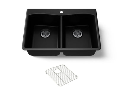 KOHLER K-8185-1 Kennon 33" top-/undermount double-bowl kitchen sink
