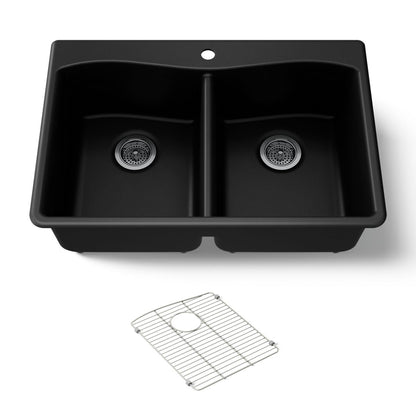 KOHLER K-8185-1 Kennon 33" top-/undermount double-bowl kitchen sink