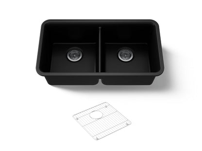 KOHLER K-8199 Cairn 33-1/2" undermount double-bowl kitchen sink