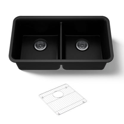 KOHLER K-8199 Cairn 33-1/2" undermount double-bowl kitchen sink