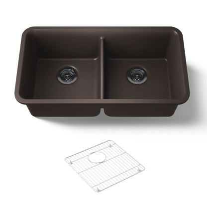 KOHLER K-8199 Cairn 33-1/2" undermount double-bowl kitchen sink