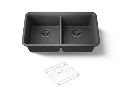 KOHLER K-8199 Cairn 33-1/2" undermount double-bowl kitchen sink