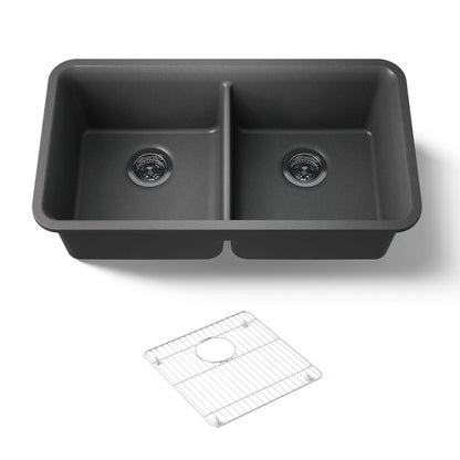 KOHLER K-8199 Cairn 33-1/2" undermount double-bowl kitchen sink