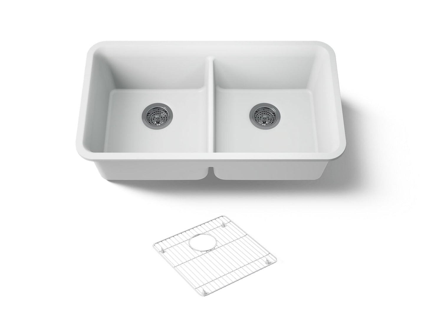 KOHLER K-8199 Cairn 33-1/2" undermount double-bowl kitchen sink