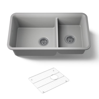 KOHLER K-8204 Cairn 33-1/2" undermount double-bowl kitchen sink