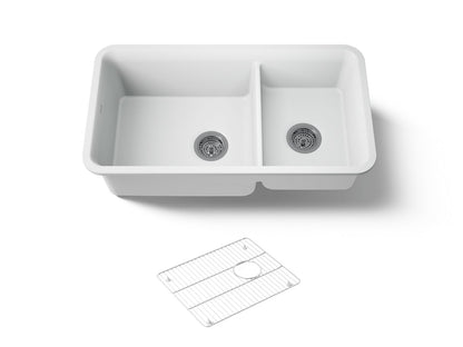 KOHLER K-8204 Cairn 33-1/2" undermount double-bowl kitchen sink