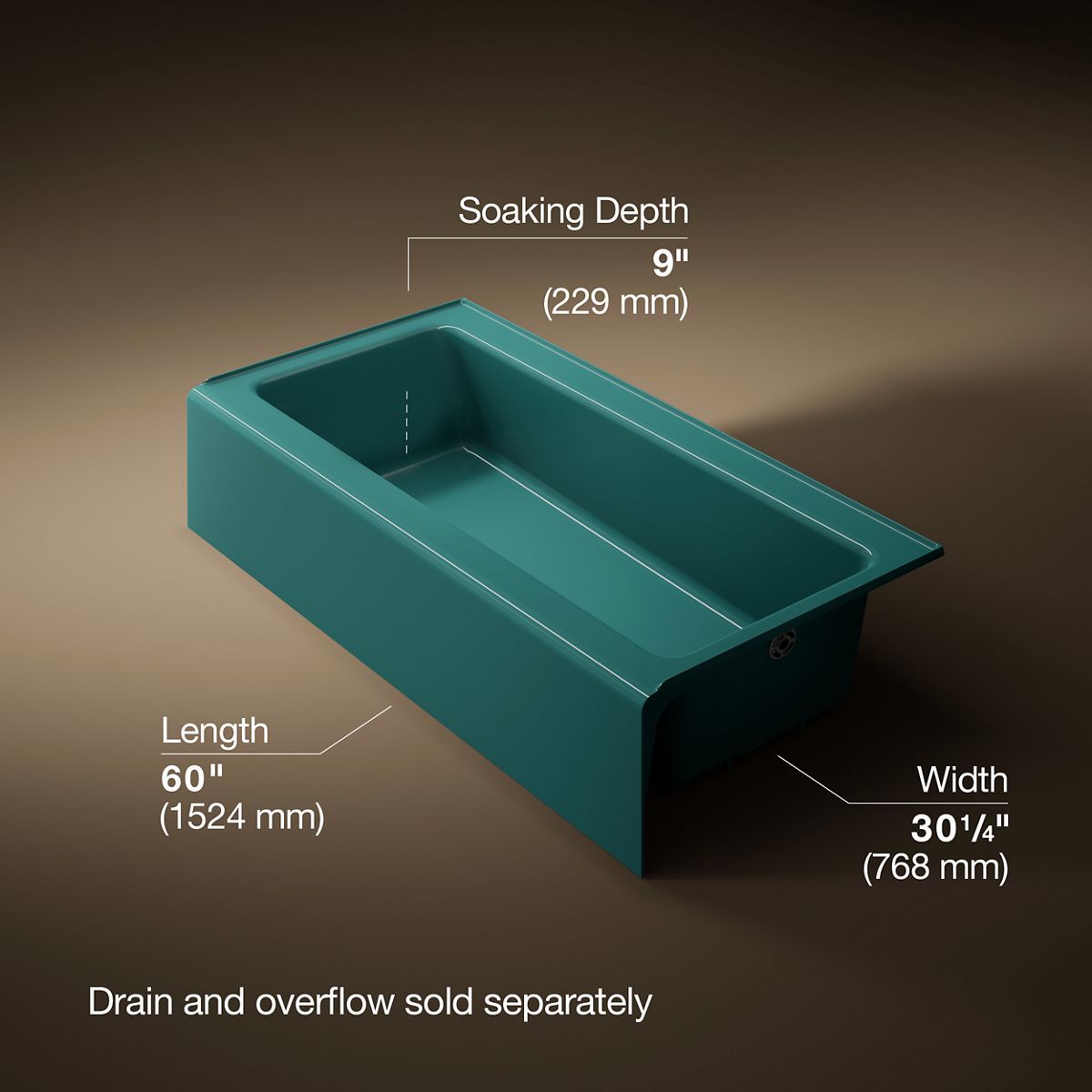 KOHLER K-838 Bellwether 60" x 30-1/4" alcove bath, right drain