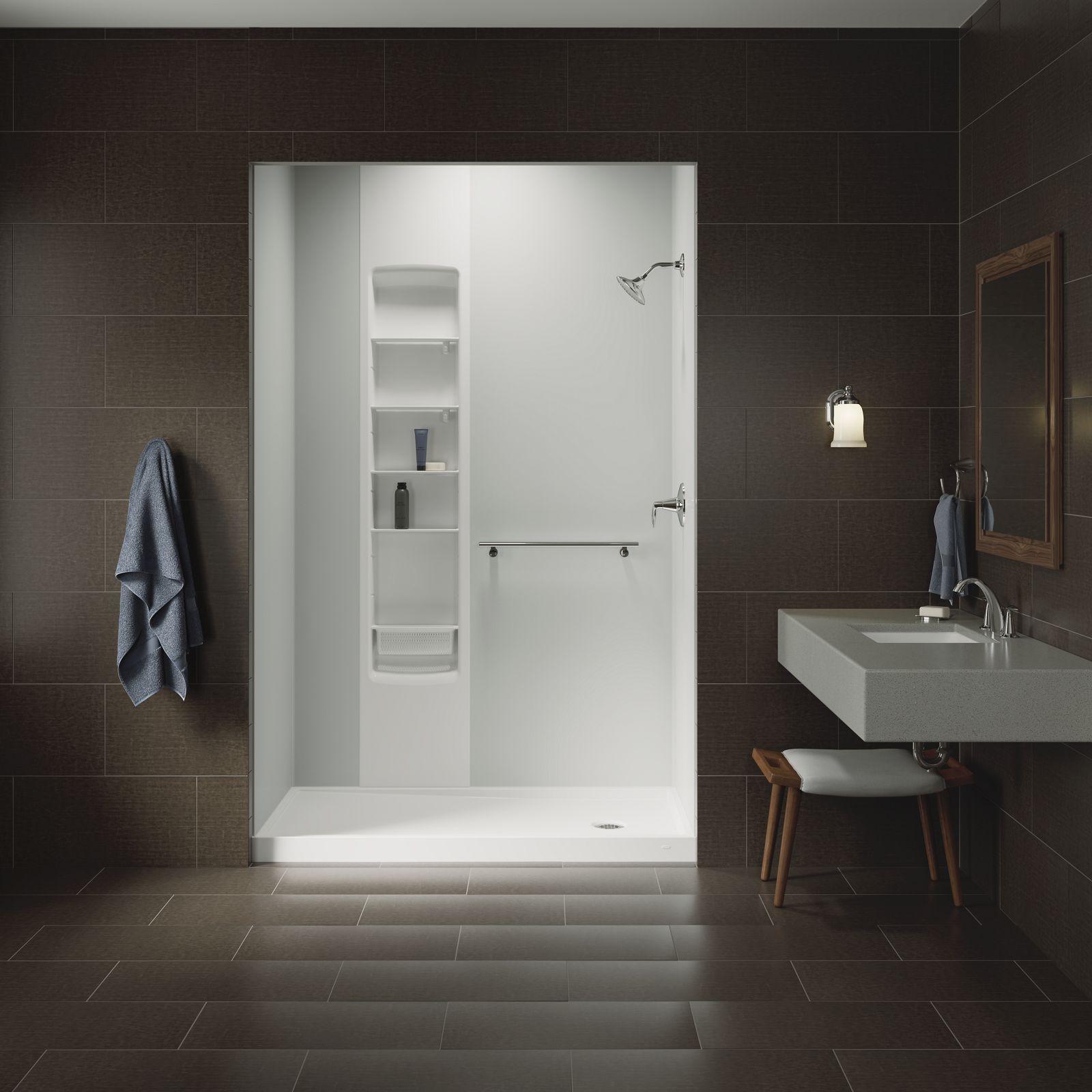 KOHLER K-8458 Rely 60" x 32" alcove shower base, right drain