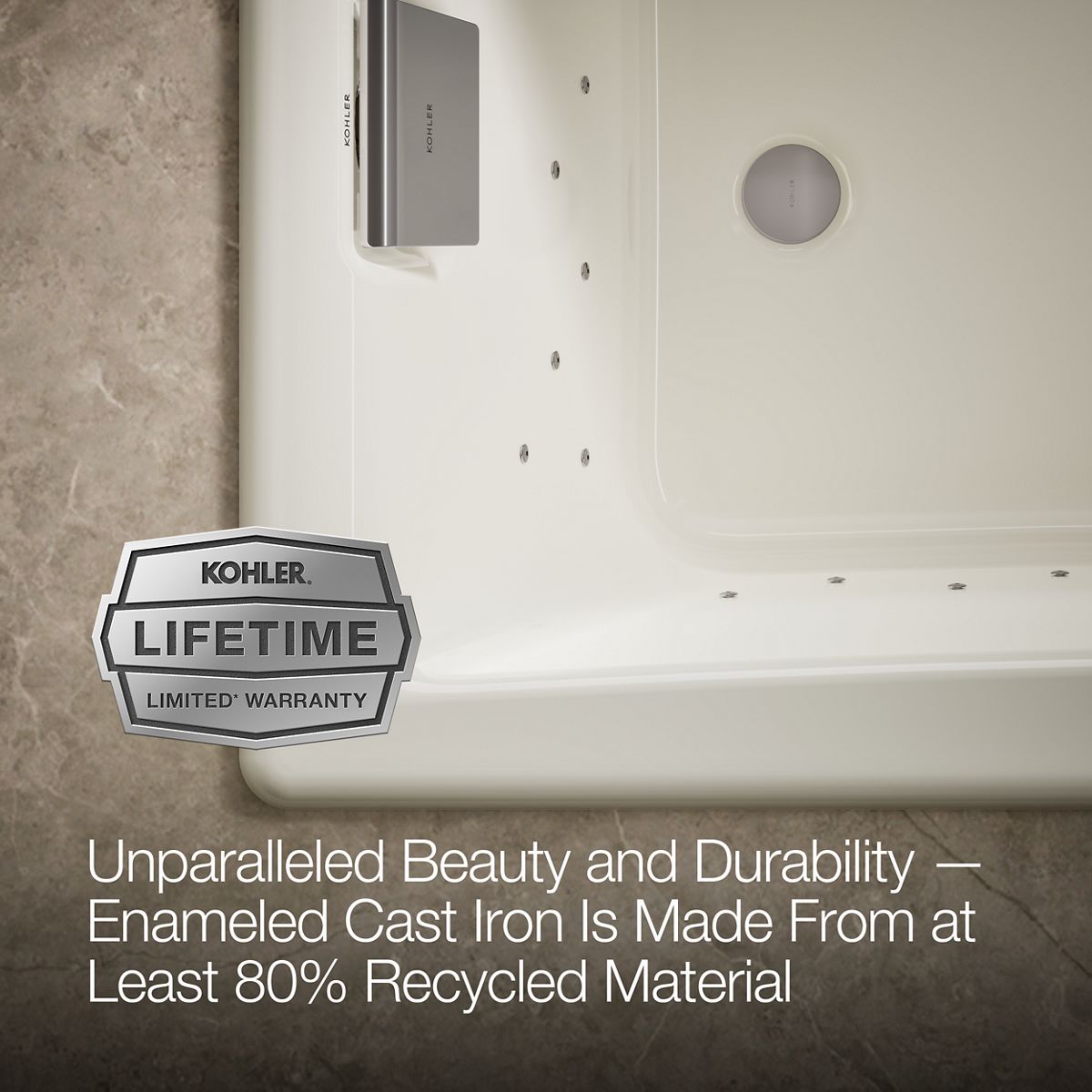 KOHLER K-852-GHCP Tea-for-Two 60" x 32" drop-in Heated BubbleMassage air bath