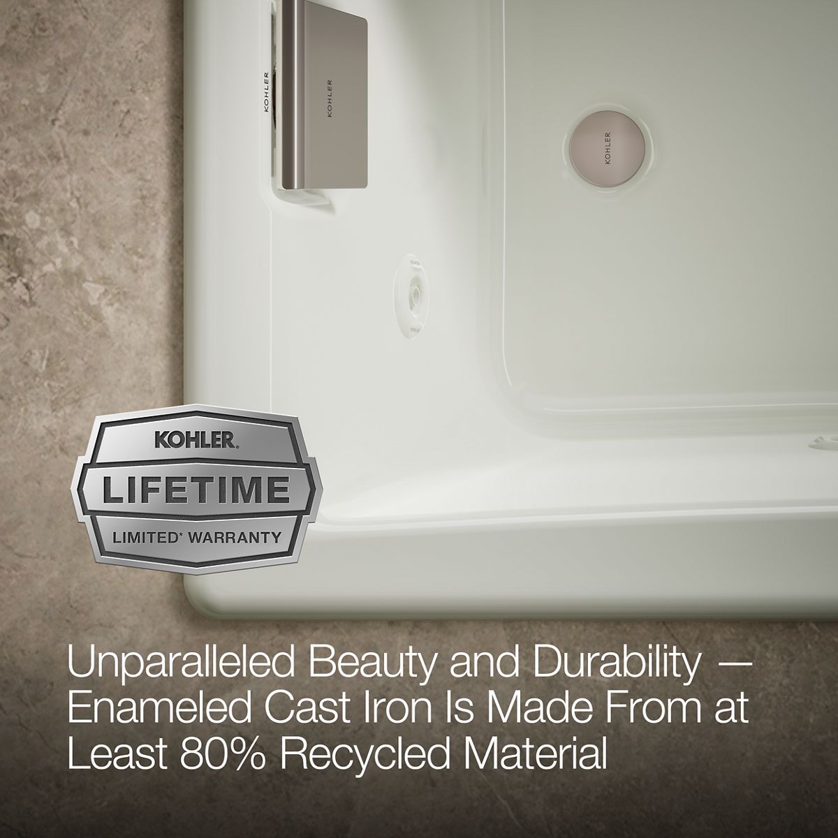 KOHLER K-852-JH Tea-for-Two 60" x 32" drop-in/undermount whirlpool bath