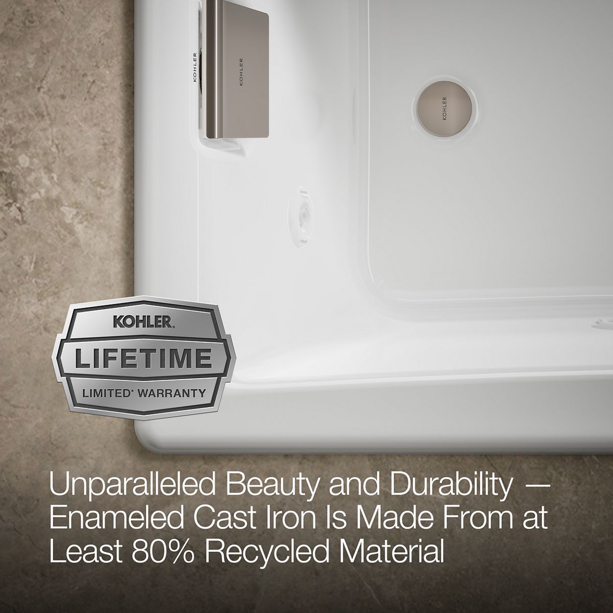 KOHLER K-852-JH Tea-for-Two 60" x 32" drop-in/undermount whirlpool bath