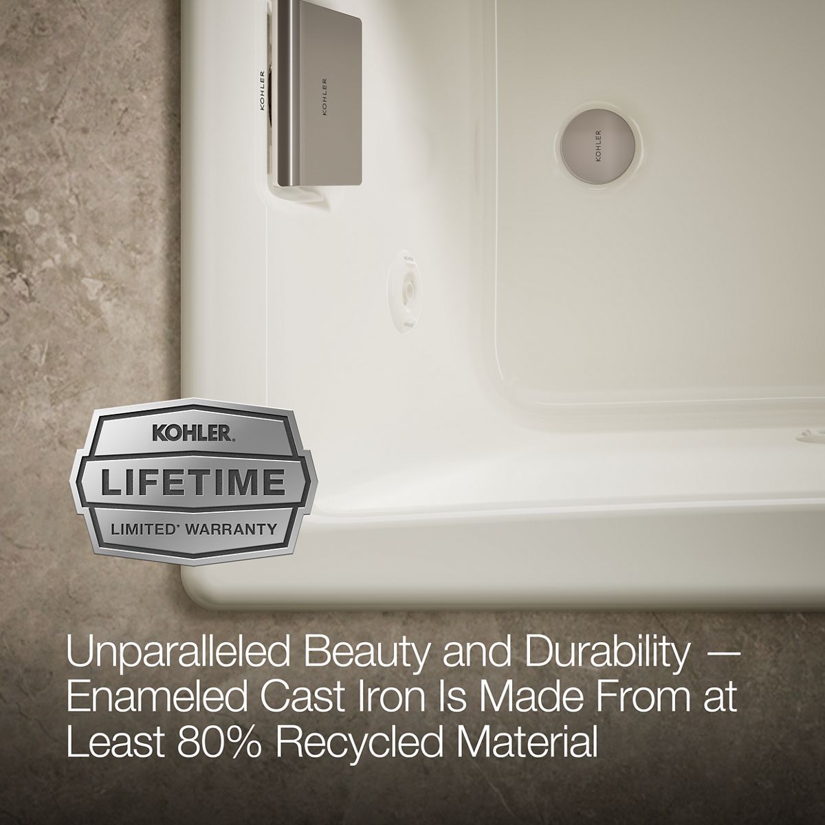 KOHLER K-852-JHB Tea-for-Two 60" x 32" drop-in/undermount whirlpool bath