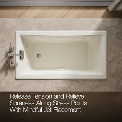 KOHLER K-852-JHE Tea-for-Two 60" x 32" drop-in/undermount whirlpool bath