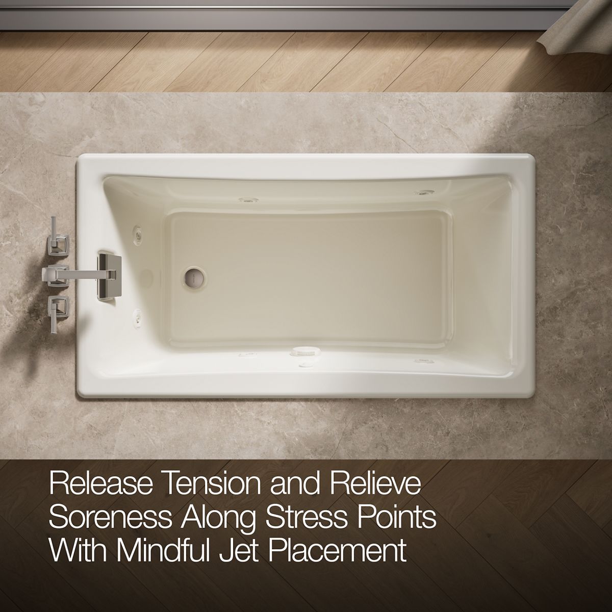 KOHLER K-852-JHE Tea-for-Two 60" x 32" drop-in/undermount whirlpool bath