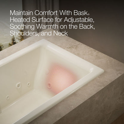 KOHLER K-856-AH Tea-for-Two 66" x 36" drop-in Effervescence whirlpool bath