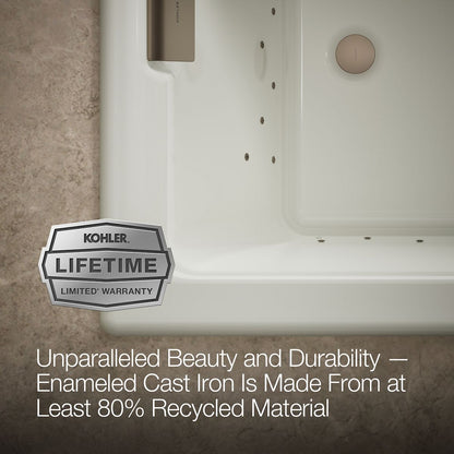 KOHLER K-856-GHBN Tea-for-Two 66" x 36" drop-in Heated BubbleMassage air bath