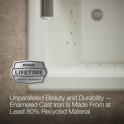 KOHLER K-856-GHNY Tea-for-Two 66" x 36" drop-in Heated BubbleMassage air bath