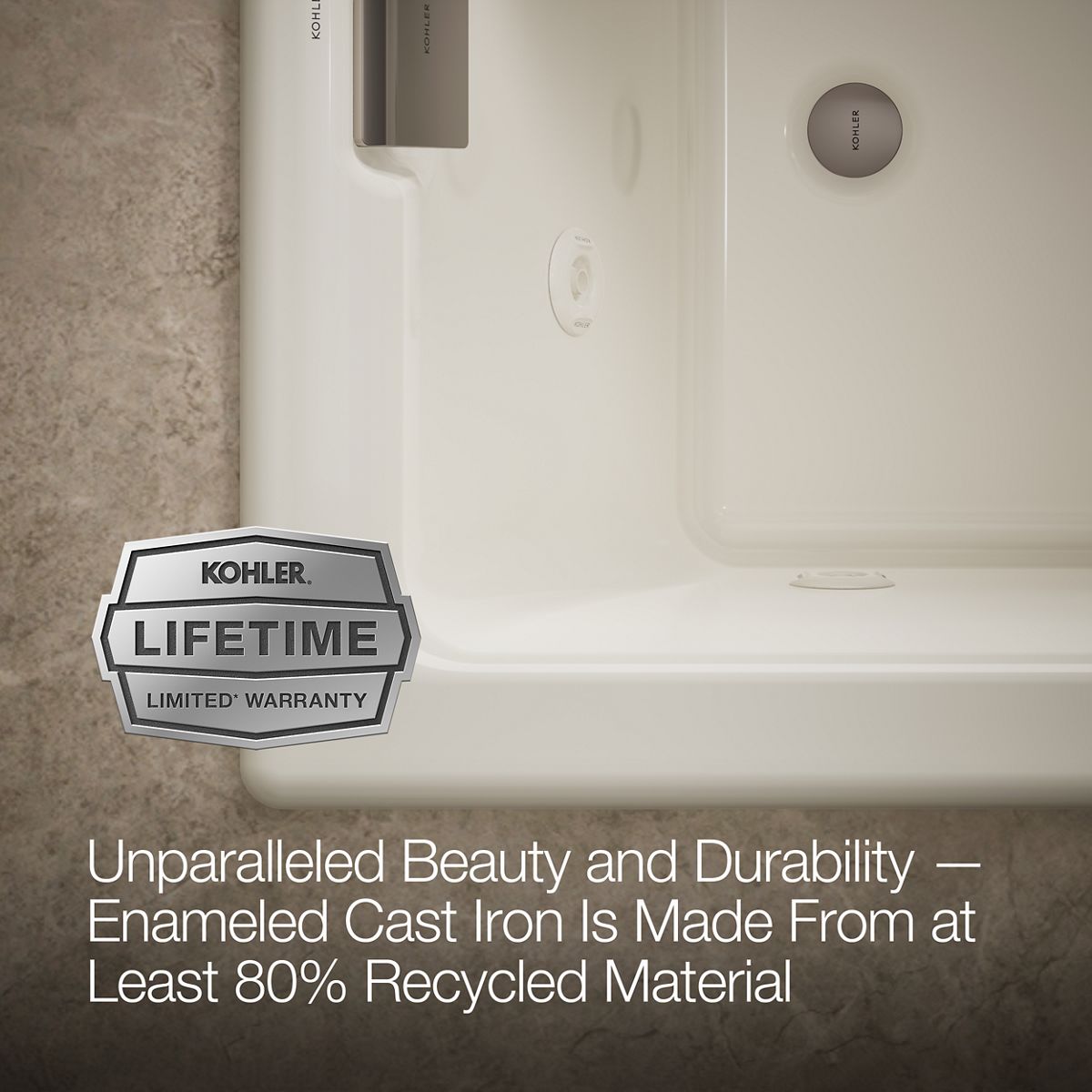 KOHLER K-856-JHN Tea-for-Two 66" x 36" drop-in/undermount whirlpool bath