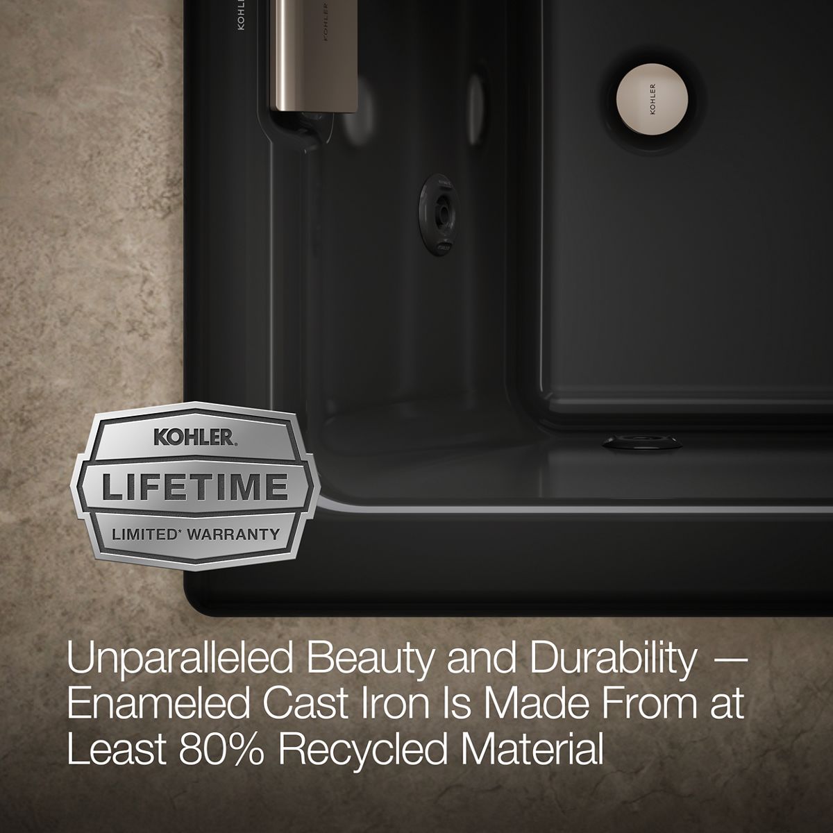 KOHLER K-856-JHN Tea-for-Two 66" x 36" drop-in/undermount whirlpool bath