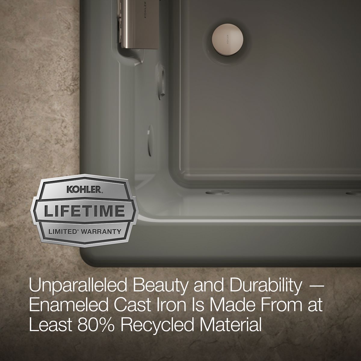 KOHLER K-856-V Tea-for-Two 66" x 36" drop-in Effervescence whirlpool bath