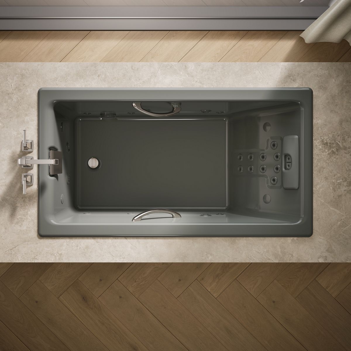 KOHLER K-856-V Tea-for-Two 66" x 36" drop-in Effervescence whirlpool bath