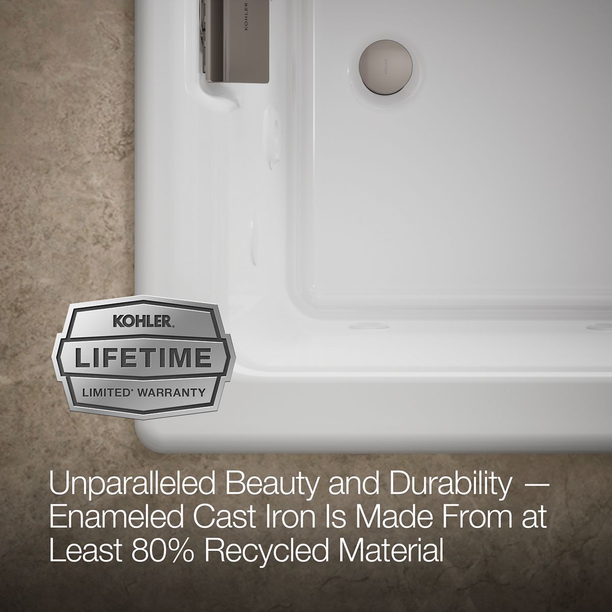 KOHLER K-856-V Tea-for-Two 66" x 36" drop-in Effervescence whirlpool bath