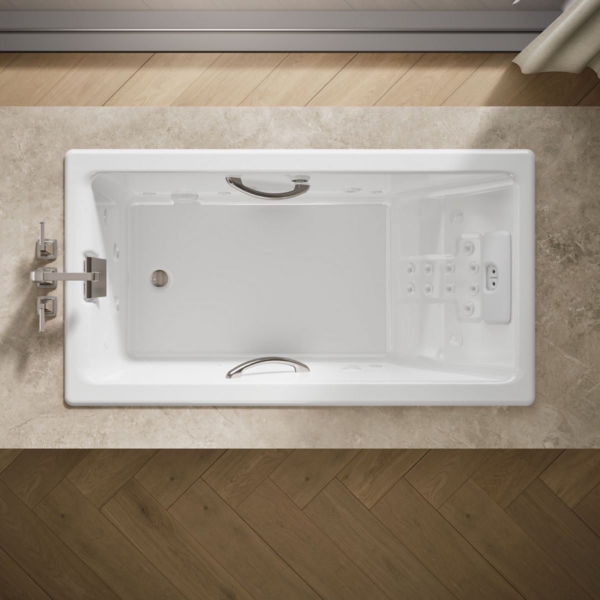 KOHLER K-856-V Tea-for-Two 66" x 36" drop-in Effervescence whirlpool bath