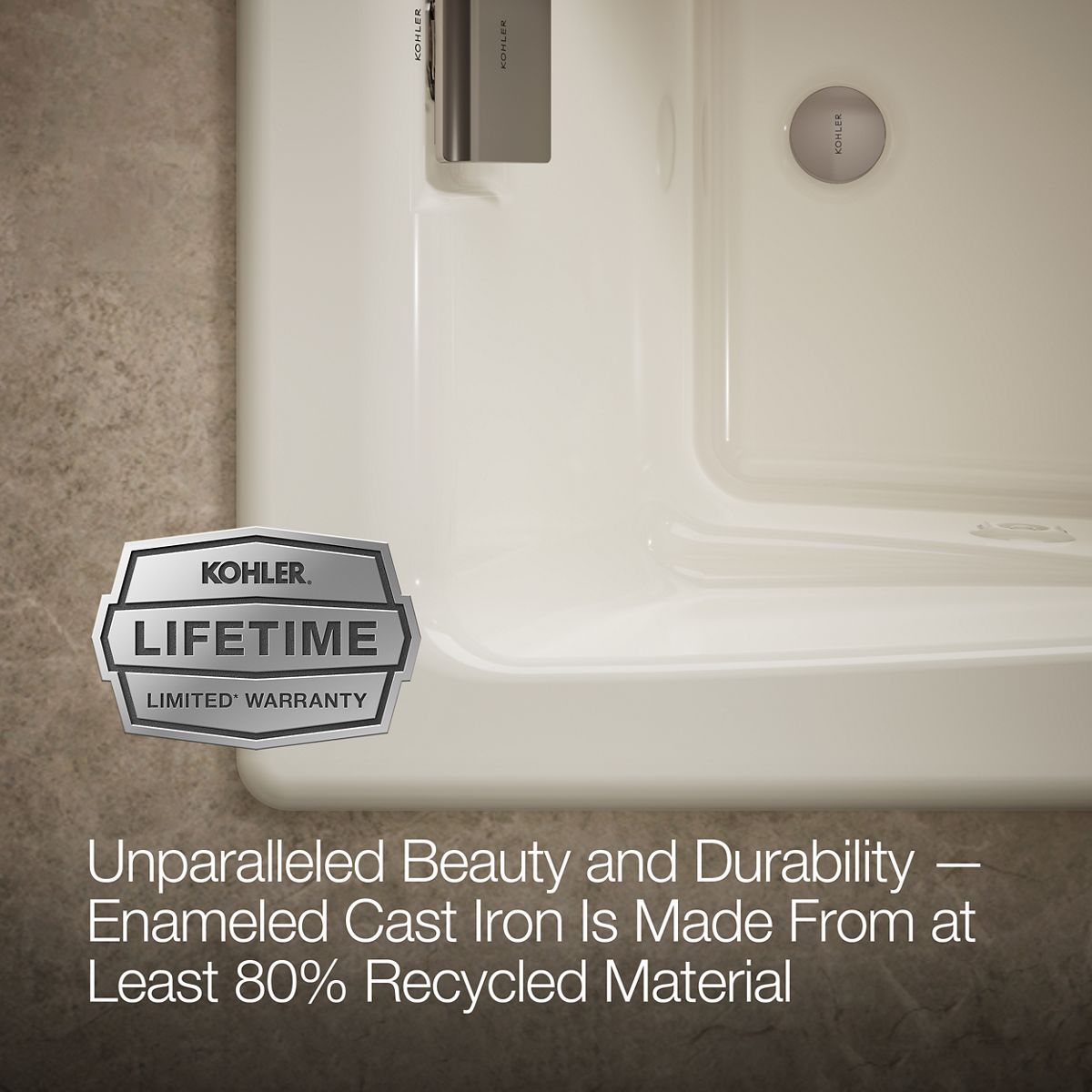 KOHLER K-865-JHB Tea-for-Two 71-3/4" x 36" drop-in/undermount whirlpool bath