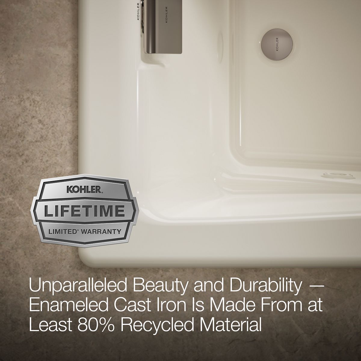 KOHLER K-865-JHD Tea-for-Two 71-3/4" x 36" drop-in/undermount whirlpool bath