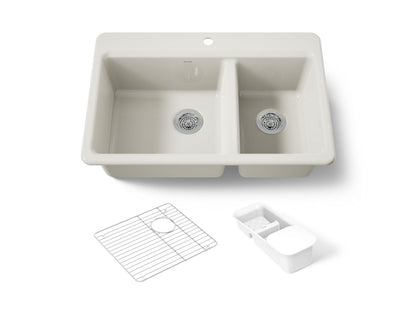 KOHLER K-8669-1A2 Riverby 33" top-mount double-bowl workstation kitchen sink