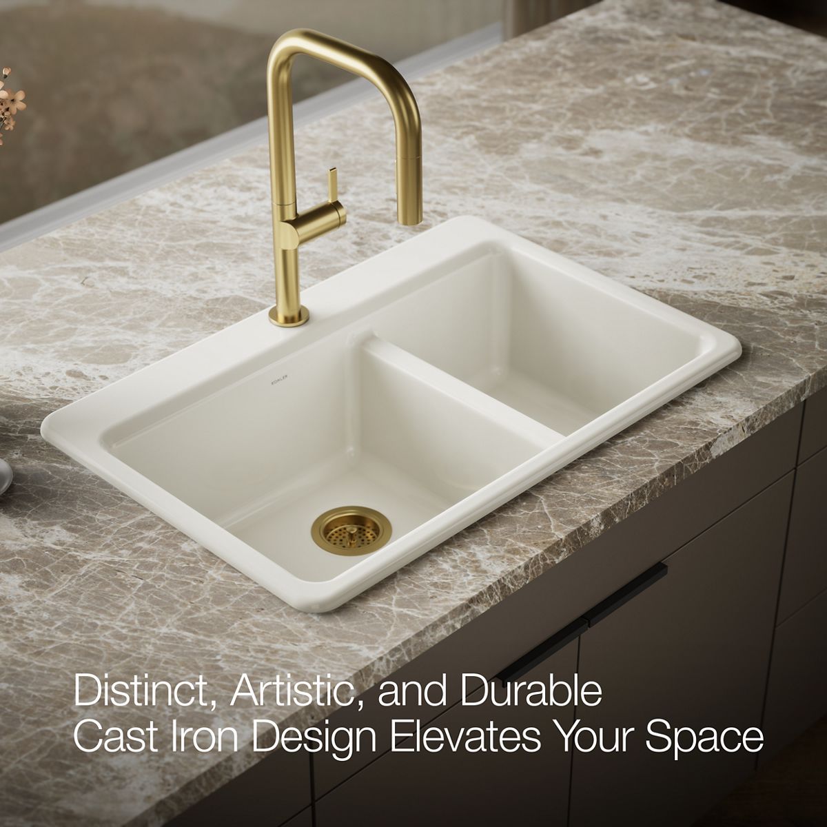 KOHLER K-8669-1A2 Riverby 33" top-mount double-bowl workstation kitchen sink