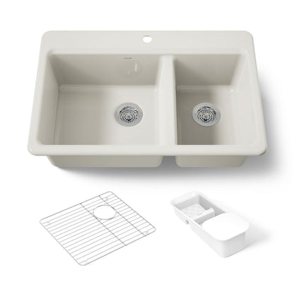 KOHLER K-8669-1A2 Riverby 33" top-mount double-bowl workstation kitchen sink
