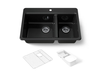 KOHLER K-8669-1A2 Riverby 33" top-mount double-bowl workstation kitchen sink
